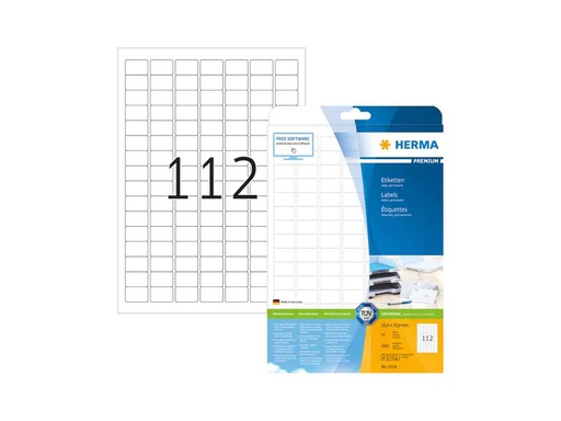 [90254477 1397057] HERMA Universal-Etiketten Premium, 2.54 x 1.69 cm, 2800 Etiketten