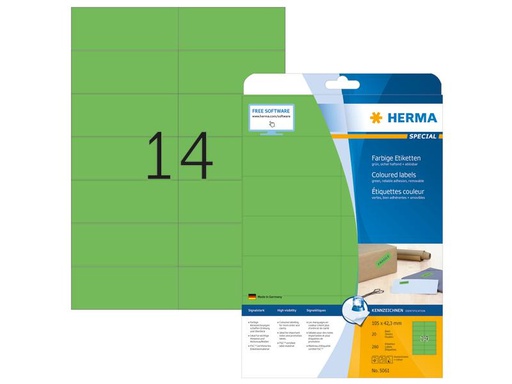 [90254481 1397098] HERMA Universal-Etiketten 10.5 x 4.23 cm, 280 Etiketten, Grün