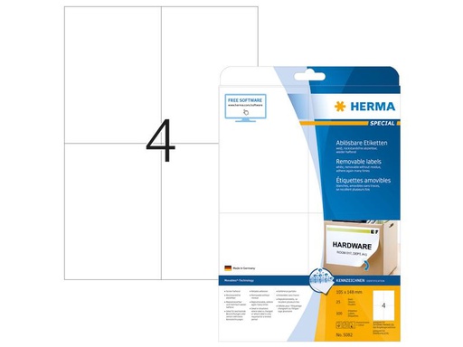 [90254566 1397102] HERMA Universal-Etiketten 10.5 x 14.8 cm, 100 Etiketten