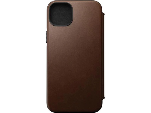 [90254644 1404191] Nomad Book Cover Modern Leather Folio iPhone 14 Plus Braun