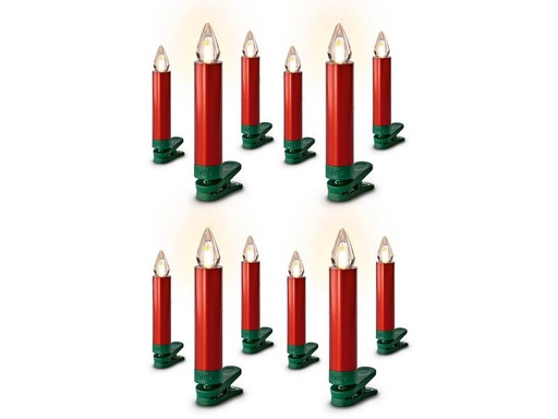 [90254917 1362897] Lumix LED Baumkerze SuperLight Flame, Rot, 12er-Starter Set