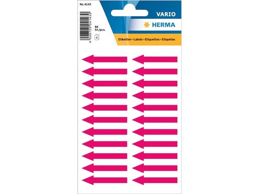 [90255025 1397049] Herma Stickers Hinweis-Etiketten 3.8 x 0.7 cm, Leuchtrot, 88 Etiketten
