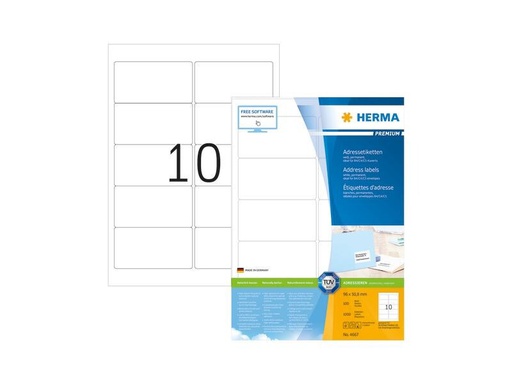 [90255049 1397089] HERMA Universal-Etiketten Premium, 9.6 x 5.08 cm, 1000 Etiketten