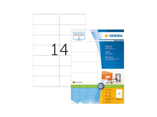 [90255153 1397068] HERMA Universal-Etiketten Premium, 10.5 x 4.2 cm, 1400 Etiketten