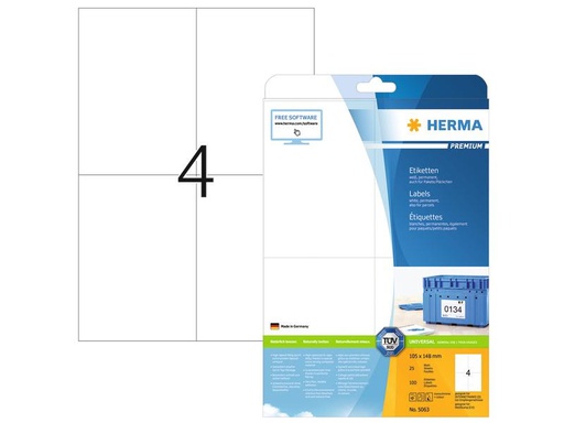 [90255280 1397024] HERMA Universal-Etiketten Premium, 10.5 x 14.8 cm, 100 Etiketten