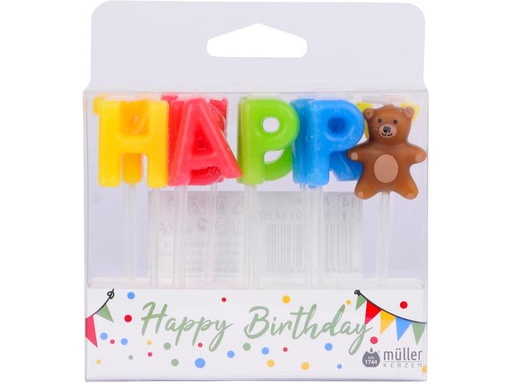 [90255371 1429303] müller Kerzen Kerze «Happy Birthday» 14-teilig