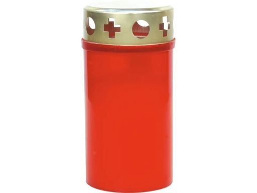 [90255587 1429338] müller Kerzen Grabkerze klein mit Golddeckel 12 x 6 cm, Rot