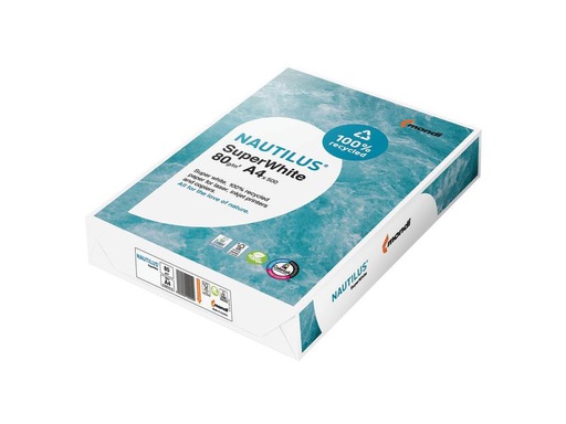 [90255620 1405137] Nautilus Kopierpapier Super White A4, Weiss, 80 g/m², 500 Blatt