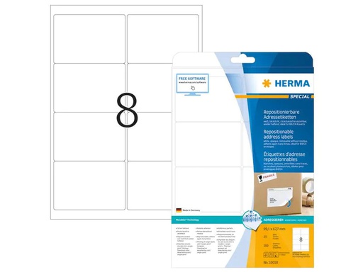 [90255650 1397107] HERMA Adressetiketten 9.91 x 6.77 cm, 200 Etiketten