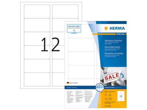 [90255657 1397108] HERMA Adressetiketten 8.89 x 4.66 cm, 1200 Etiketten