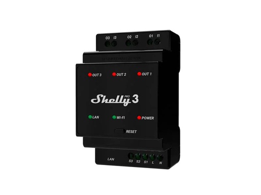 [90255710 1449736] Shelly Pro 3 LAN und WiFi-DIN-Rail Switch