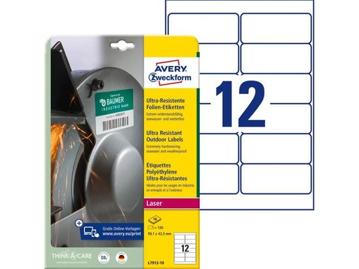 [90255761 1444284] Avery Zweckform Universal-Etiketten Ultra-resistent 99.1 x 42.3 mm