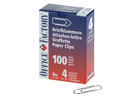 [90255897 1405713] Smart Office Büroklammer Gr. 4, Länge 32 mm, 100 Stück