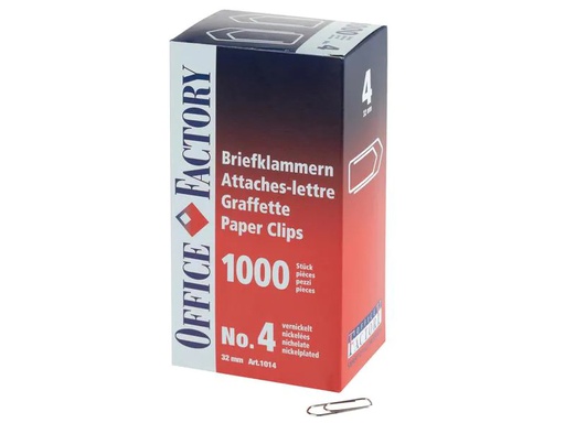 [90255899 1405716] Smart Office Büroklammer Gr. 4, Länge 32 mm, 1000 Stück