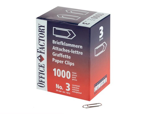 [90255915 1405715] Smart Office Büroklammer Gr. 3, Länge 28 mm, 1000 Stück