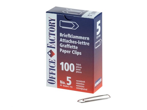 [90256091 1405718] Smart Office Büroklammer Gr. 5, Länge 43 mm, 100 Stück