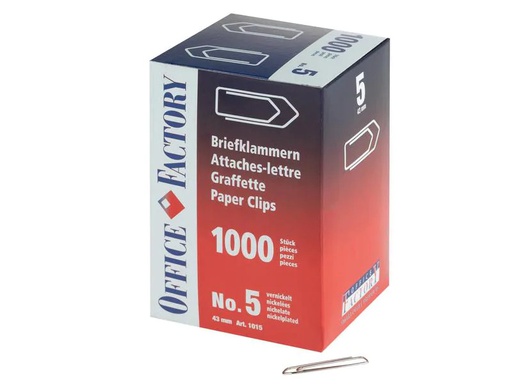 [90256100 1405717] Smart Office Büroklammer Gr. 5, Länge 43 mm, 1000 Stück