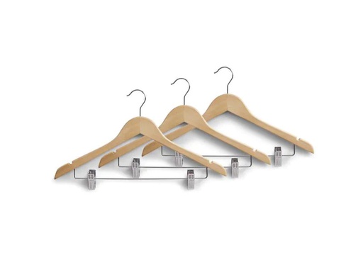 [90044597 600535] Zeller Present Kleiderbügel 3er Set mit Clips 3 Stück, Beige