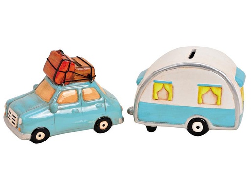 [90256758 1340343] G. Wurm Spardose Auto mit Wohnwagen 10 x 8 x 15 cm