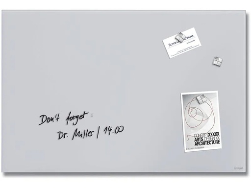 [90256821 1394275] Sigel Glassboard magnetisch 600x400 Pastellfarbig Hellgrau