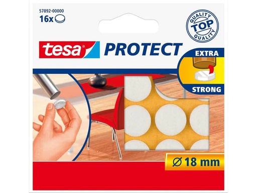 [90044713 1160716] tesa Stuhlbeingleiter Protect Ø 18 mm 16 Stück, Weiss