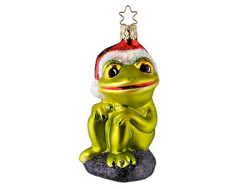 [90257240 1337386] Inge Glas Manufaktur Weihnachtskugel Weihnachtsfrosch 11.5 cm 1 Stück