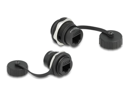 [90257319 1450511] Delock RJ45 Cat.6 Einbaubuchse IP67 staub- &amp; wassserdicht, 1 Stück