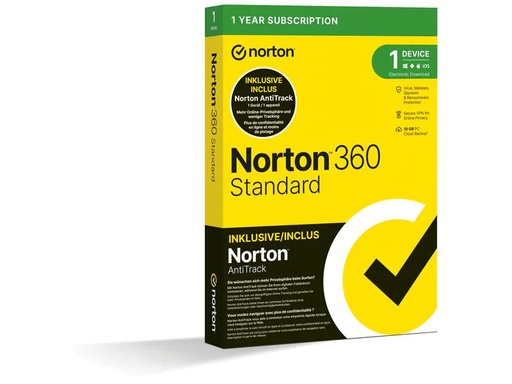 [90257454 1454063] Norton 360 Standard + AntiTrack Bundle Box, 1 Dev., 1yr, 10GB Cloud