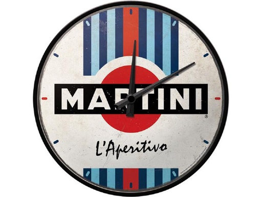 [90257684 1425586] Nostalgic Art Wanduhr Martini Ø 31 cm, Blau/Rot/Weiss