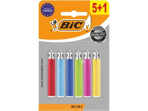 [90257983 1453087] BIC Reibradfeuerzeug J25 Mini, Mehrfarbig, 5+1er-Pack