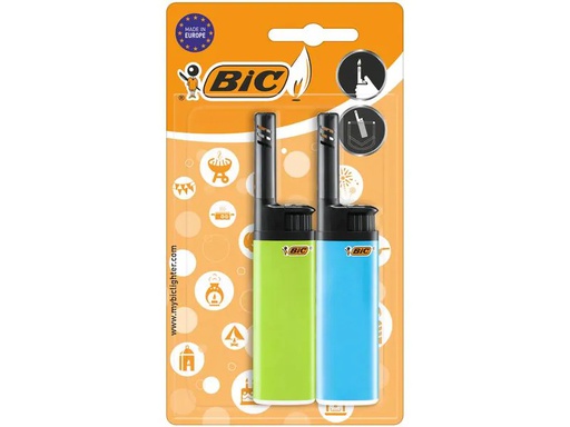 [90258010 1453089] BIC Hybrid-Feuerzeug J38 Wand, Assortiert, 2er-Pack