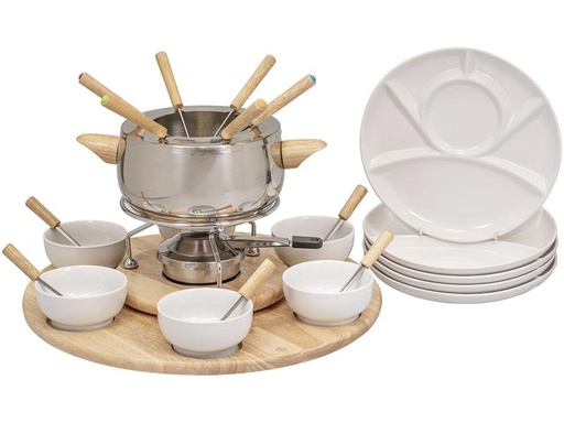 [90258365 1433226] Kadastar Fleischfondue-Set Claudia 29 Teile, Braun/Edelstahl/Weiss