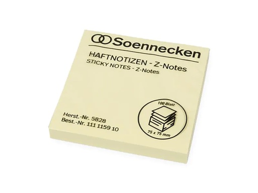 [90258429 1398651] Soennecken Notizzettel Z-Notes 7.5 x 7.5 cm, Gelb, 100 Blätter