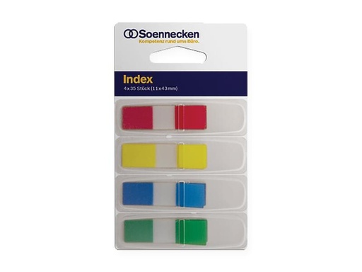 [90258503 1398654] Soennecken Page Marker Index Mini, 1.25 x 4.3 cm, Blau/Gelb/Grün/Rot