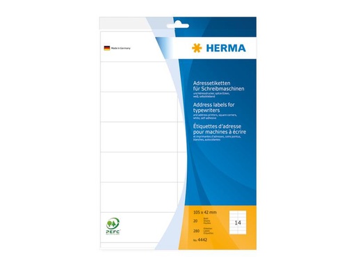 [90258568 1397064] HERMA Adressetiketten 10.5 x 4.2 cm, 280 Etiketten