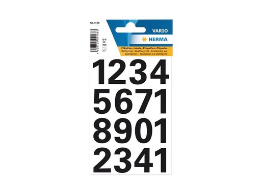 [90258650 1397051] Herma Stickers Nummer-Etiketten 0 - 9, 2.5 cm, Schwarz, 32 Zahlenaufkleber
