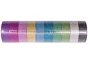 Rico Design Washi Tape Glitter bunt 1.5 cm x 5 m, Mehrfarbig, 10 Stück