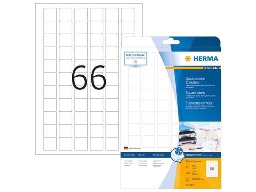 [90258818 1397106] HERMA InkJet-Etiketten 2.54 x 2.54 cm, 1650 Etiketten