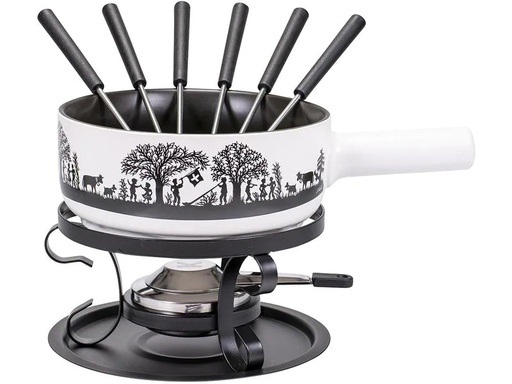 [90259026 1433208] Kadastar Käsefondue-Set Bergchilbi E22 9 Teile, Schwarz/Weiss