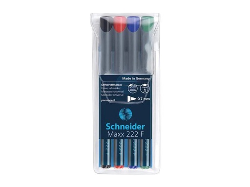 [90259122 1399740] Schneider Permanent-Marker OHP Maxx Assortiert, F, 4 Stück