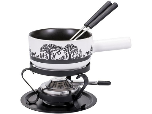 [90259147 1433206] Kadastar Käsefondue-Set Bergchilbi E16 5 Teile, Schwarz/Weiss