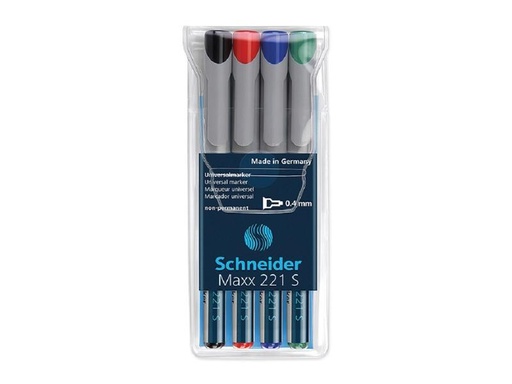 [90259185 1399743] Schneider Permanent-Marker OHP Maxx Assortiert, S, 4 Stück