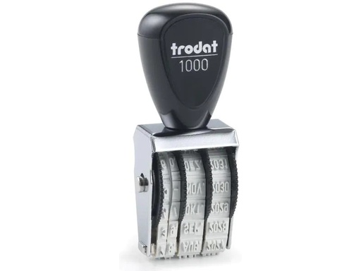 [90259356 1408180] Trodat Wort- und Datumsstempel 1000 D 3 x 18 mm, Deutsch