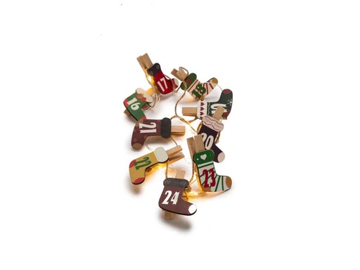 [90259519 1363575] STT Adventskalender Clips Christmas Socks, 25 LEDs, 1.8 m