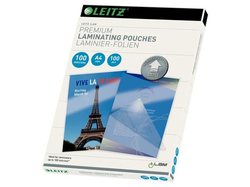 [90045098 627339] Leitz Laminierfolie Premium A4, 100 µm, 100 Stück, Glänzend