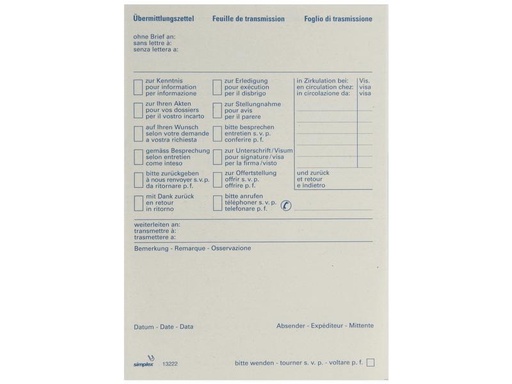 [90259754 1399543] Simplex Durchschreibeblock A6 Übermittlungsblock