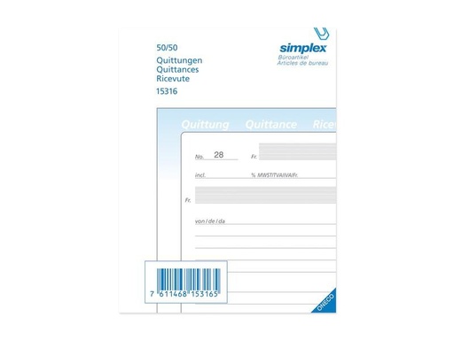 [90259897 1399546] Simplex Durchschreibeblock A6 Quittungs-Buch