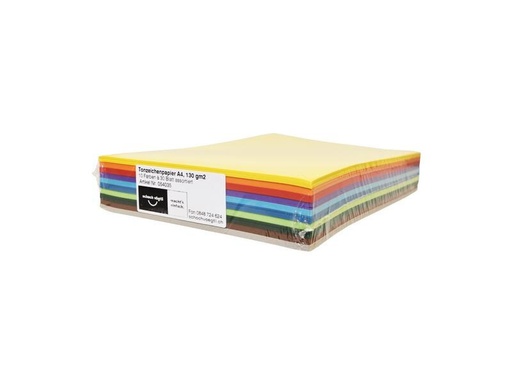 [90260047 1403396] Scaldia Tonzeichenpapier A4, 130 g/m²,  300 Stück, Farbig assortiert
