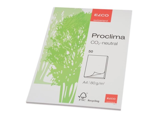 [90260140 1408100] ELCO Notizblock Proclima A4, Blanko, 50 Blatt