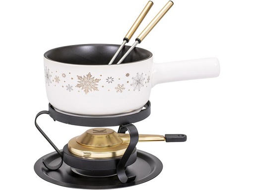 [90261017 1433232] Kadastar Käsefondue-Set Sparkling Winter E16 5 Teile, Schwarz/Weiss